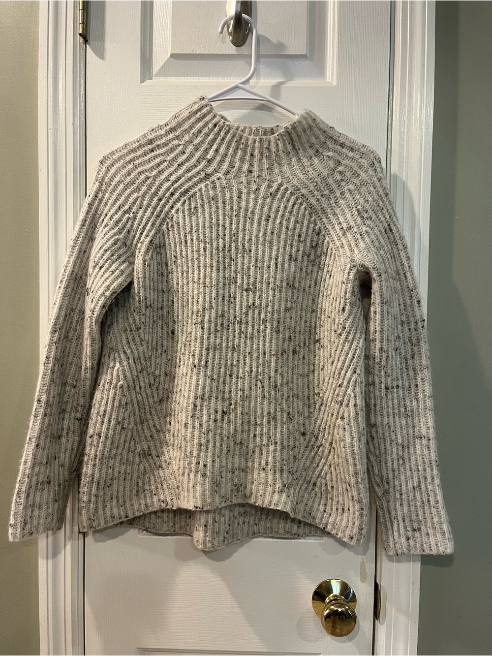 Madewell‎ Speckled Wool Blend Ribbed Pullover Sweater XS Ivory Donegal b4